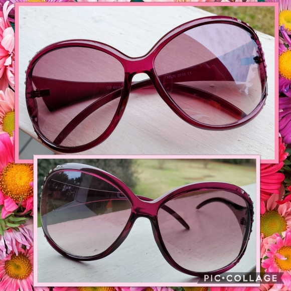 No Brand Accessories - Raspberry Pink Rhinestone-encrusted Sunnies